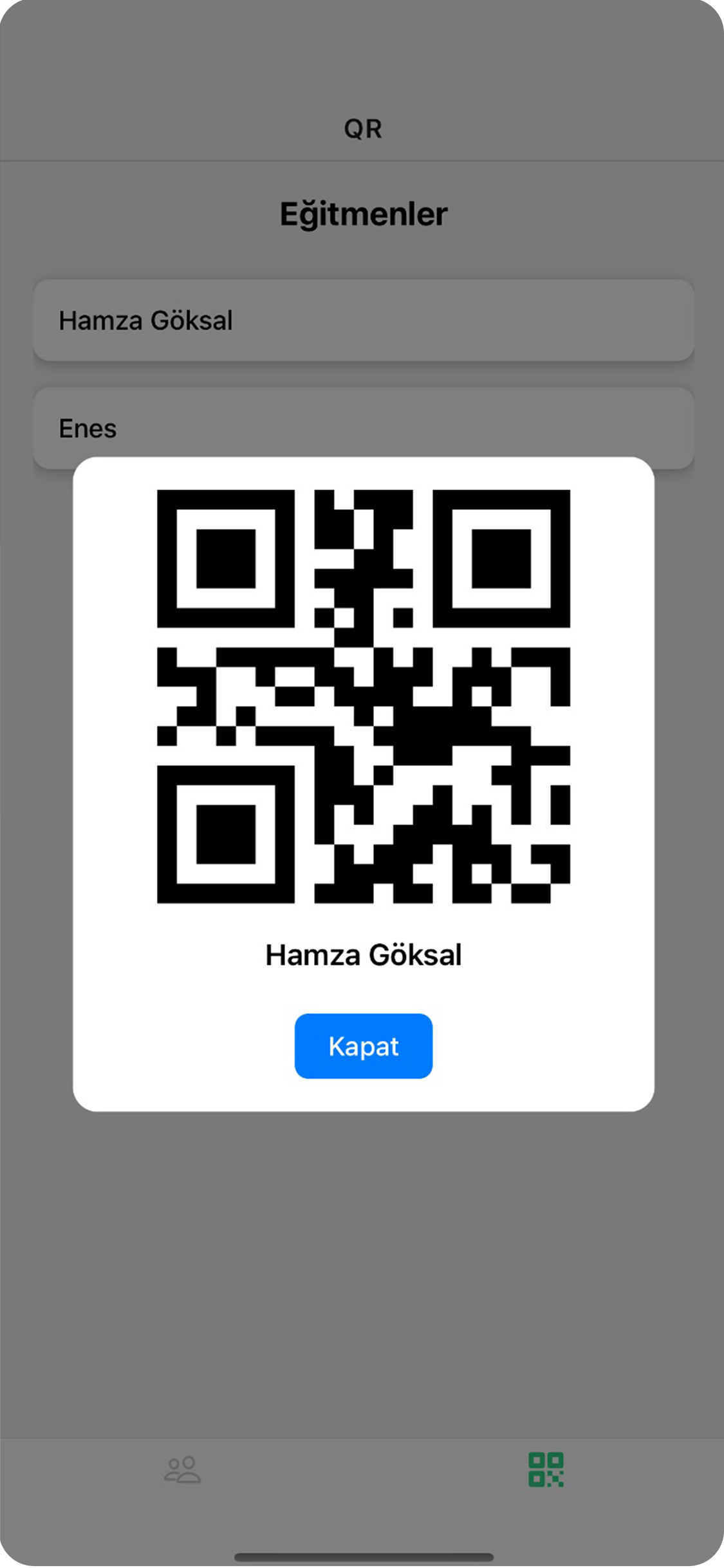 QR Okutma Ekranı